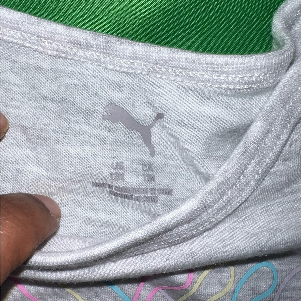Puma Light Gray Baby Bodysuit with Pastel Logo 12 Months-Flaw - Picture 4 of 4